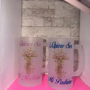 QUIEREN SER MIS PADRINOS 16oz Beautiful Frosted  Mug Washable Reusable Drinkware