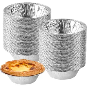 100 Pieces 2.6 Inch Round Pie Tart Small Tin Foil Pans Disposable Aluminum Mini Pie Pans for Baking, Cooking Supplies