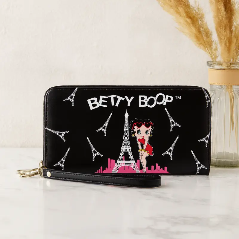 Betty Boop Single & Double Zipper Wristlet Wallet – Multi-Style Clutch Purse, Gift for Her