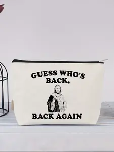 Guess Who's Back Letter Pattern Makeup Bag, Casual Versatile Cosmetic Storage Bag, Zipper Makeup Organizer Pouch, Versatile Storage Bag for Travel, Business, Fitness