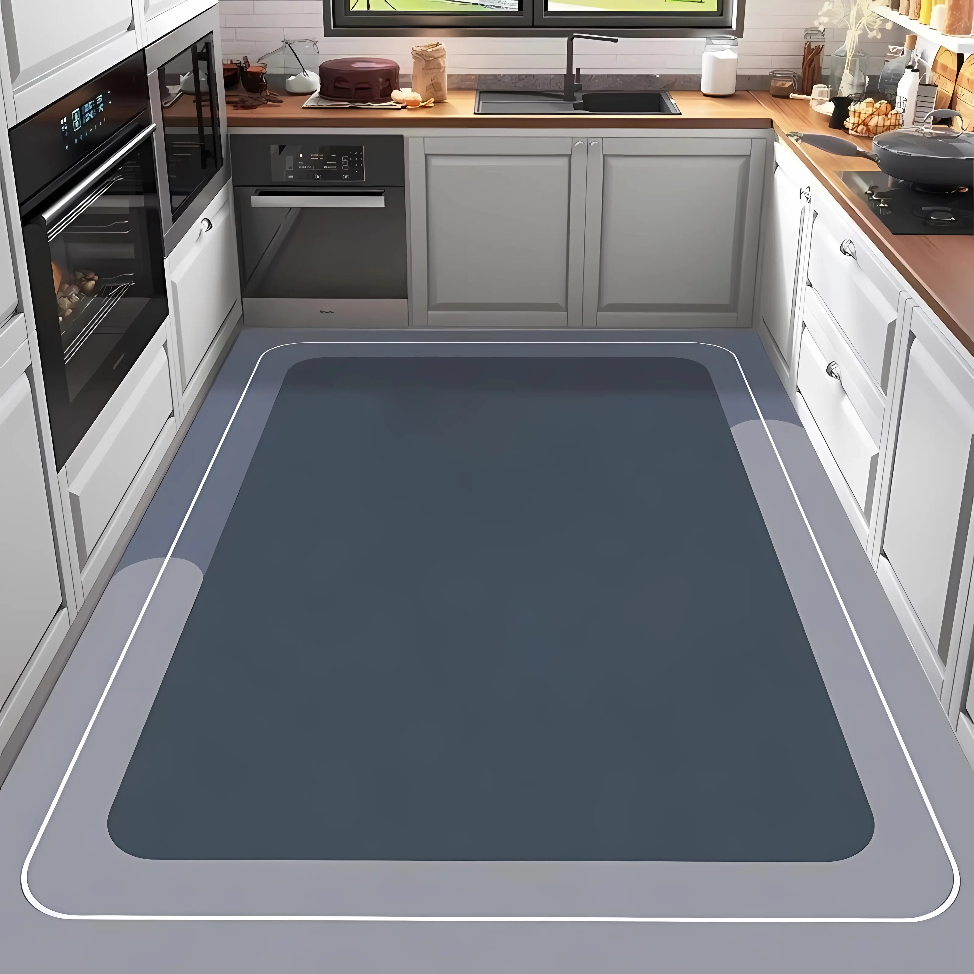 Letter Absorbent Floor Mat Anti Slip Fully Laid Kitchen Floor Mat Foot Mat Quick Drying Diatomaceous Mud Super Large Anti Fall Floor Mat
