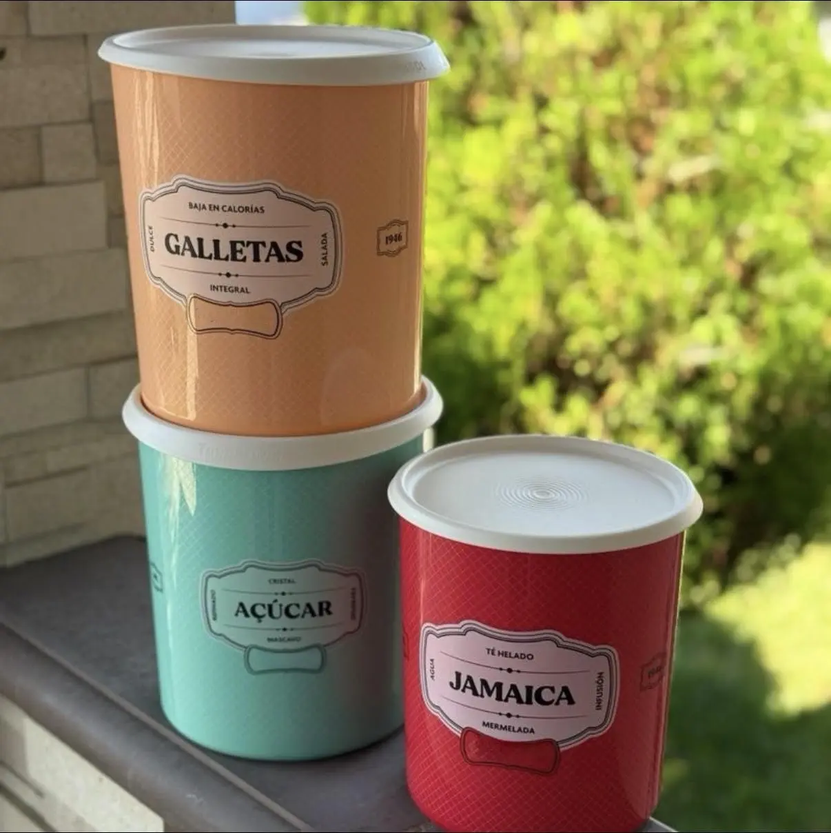 Home & Kitchen 3-Piece Round Acrylic Airtight Cereal Canister Set - Eco-Friendly White Lids, 3L Red, 4.3L Orange & Teal Candy Colors, All-Purpose Kitchen Pantry Storage Bins for Organization
