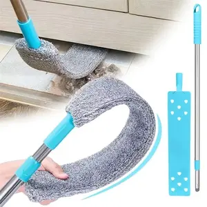Flexible Flat Microfiber Duster with Extendable Handle for Hard-to-Reach Areas Contactless Cleaning Under Household Items, Flexible & Washable Cloth, Thick Microfiber Cloth