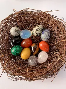 Natural Easter Egg Shaped Stones, Polished Quartz Tiger Eye Eggs, Seasonal Decorations, Handmade Natural Gemstones, Cute Style