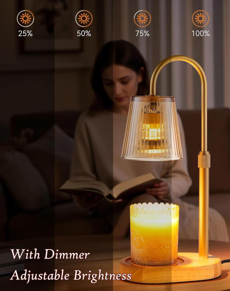 Adjustable Candle Warmer Lamp with Timer & Dimmable Light, Electric Flameless Wax Melter for Small Jar Candles, Height Adjustable Top-Down Heater, Modern Home Desk Decor, Perfect Gift for Women & Mom on Birthday