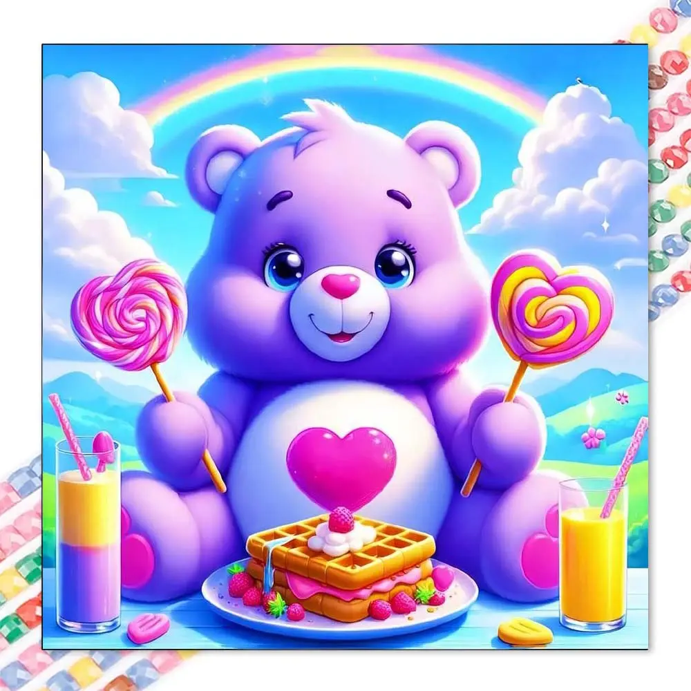 1pcs 5D DIY Handmade Diamond Painting Kit, 5D Diamond Art Set, DIY Decoration, Purple Bear Diamond Painting Kit Full Round Drill DIY, Mosaic, Diamond Art, DIY Art Home Decoration, Handicraft, suitable for Halloween and Christmas.