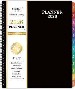 2026 Planner - Planner 2026, Jan 2026 - Dec 2026, 9" x 11", Weekly Monthly Planner 2026, Twin-Wire Binding, Colorful Monthly Tabs, Flexible Cover