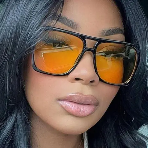 ShineThru Modern Unisex Double-Bridge Rectangular Sunglasses - 1 Pair Full-Rim Metal Frame, Polycarbonate UV Protection Lenses, Lightweight Comfortable, Men's Accessories, Stylish Accessories, Sunglasses for Women, Ideal for Driving