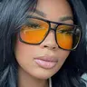 ShineThru Modern Unisex Double-Bridge Rectangular Sunglasses - 1 Pair Full-Rim Metal Frame, Polycarbonate UV Protection Lenses, Lightweight Comfortable, Men's Accessories, Stylish Accessories, Sunglasses for Women, Ideal for Driving