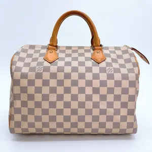 Pre-owned Louis Vuitton canvas Shoulder Bags Speedy 30 Damier Azur Satchel Bag