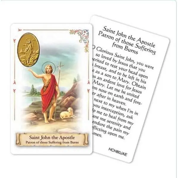 St. John the Apostle Prayer Card with Medal – Patron of Burn Victims