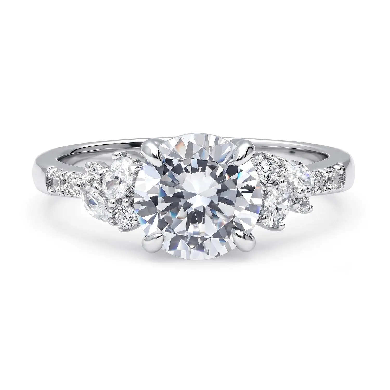 BERRICLE Sterling Silver Flower Cluster Wedding Rings for Women, Cubic Zirconia CZ Ring