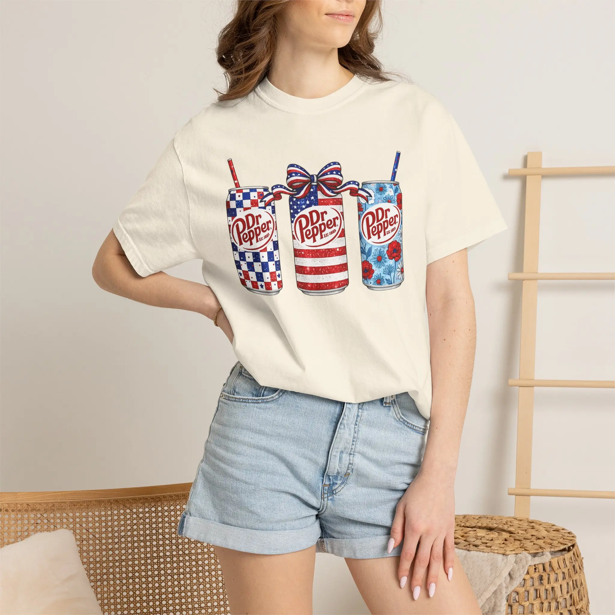 Patriotic Dr Pepper Cans T-Shirt | Americana Soda Design Comfort Colors Direct to Garment Tee