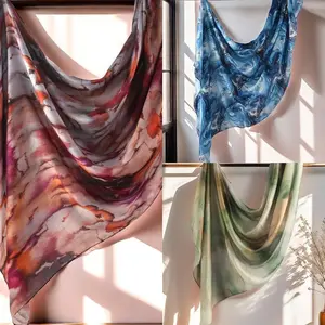 1pc or 1 set of 3pcs Watercolor shawl Satin scarf Fashion Warm Scarf Ethnic hijab Women's scarf Warm Soft scarf Valentine's Day gift