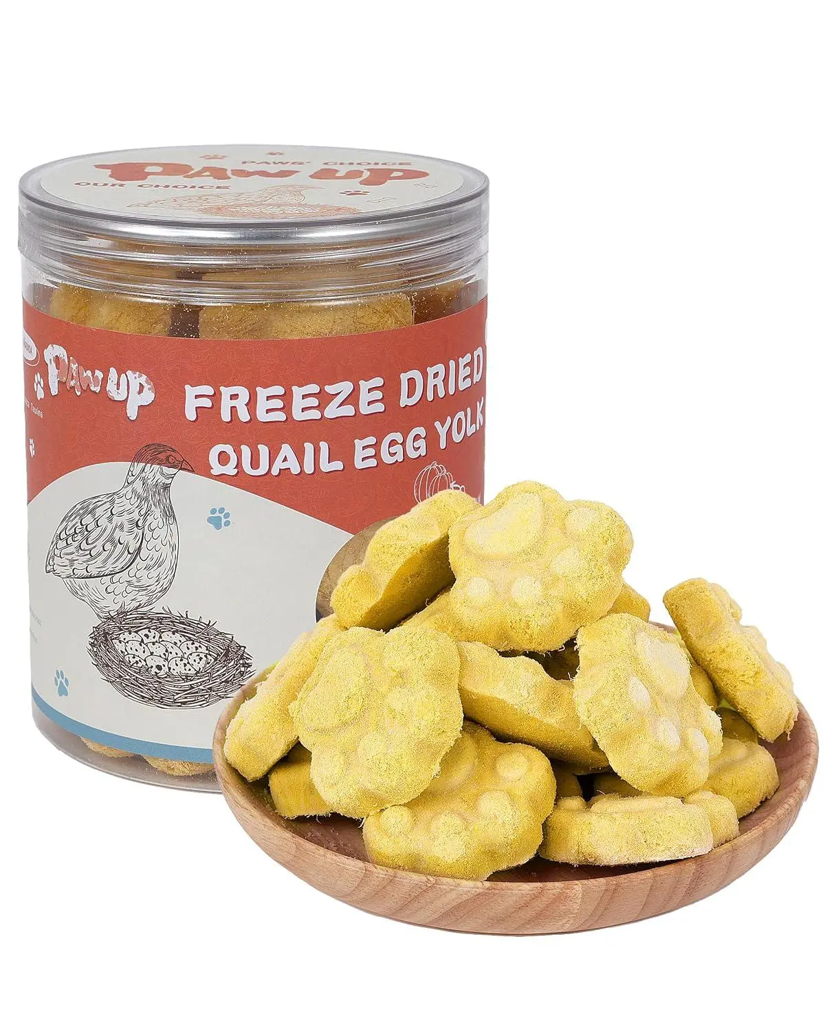 PAWUP Freeze Dried Cat Treats, Quail Egg Yolk, Single Ingredient, 4.2 oz | Cat Food Topper, Dog Treat, Premium Quality Protein, Rawhide Free, Gluten&Grain Free