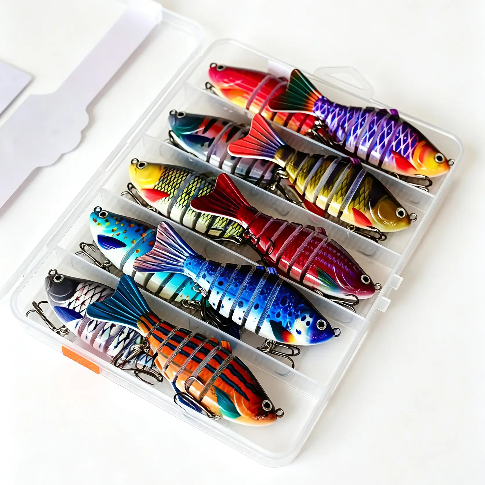 Lures with MSS Hooks 3D Realistic Eyes ABS Material 6 Segments for Bass Trout Walleye Ultra Sharp Treble Hooks Lifelike Fishing Baits