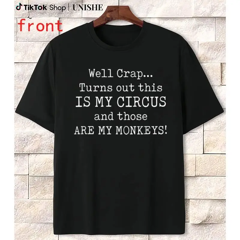 Men’s Comfortable Cotton Short-Sleeve Round Neck Casual Graphic Tshirt - Menswear Streetwear Sports Top with Circus Monkey Prints (Sports & Outdoor Clothing)