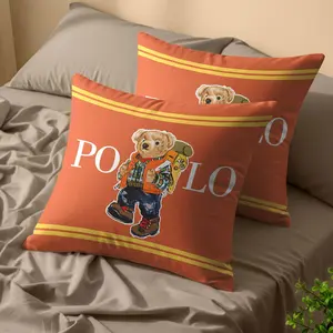 Vibrant Hiking Bear Pillow Covers, Contrast Stripe Printed Cushion Covers, Soft and Stress-Relieving, Outdoor Decorative Pillow Cases, 1 Pair (without Filling), 17.71×17.71 Inches.