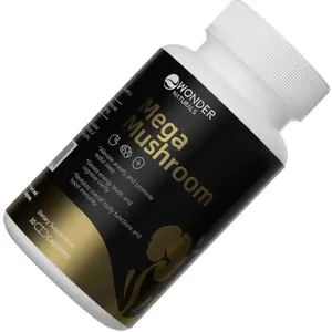 WonderNaturals Mega Mushroom- Immune & Energy Boost for Fatigue Stress & Anxiety Relief