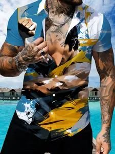 Bruce Lee Theme Printed Short Sleeve Shirt, Men's Summer Trendy Casual Shirt