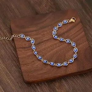 GleamJoyB Evil Eye Gold Bracelet for Women, Protection & Luck Bracelet, Beaded Blue Evil Eye Charm Bracelet, Fashion Jewelry Gift for Protection, Love & Good Health