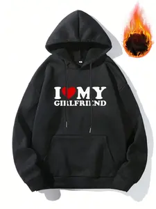 Unisex Men's Letter Print Drawstring Hoodie, Loose Casual Pocket Hooded Sweatshirt, Men Clothes for Fall & Winter Daily Wear, Tomboy Style, Masc Lesbi Sweatshirt, Hoodie, Comfort Colors