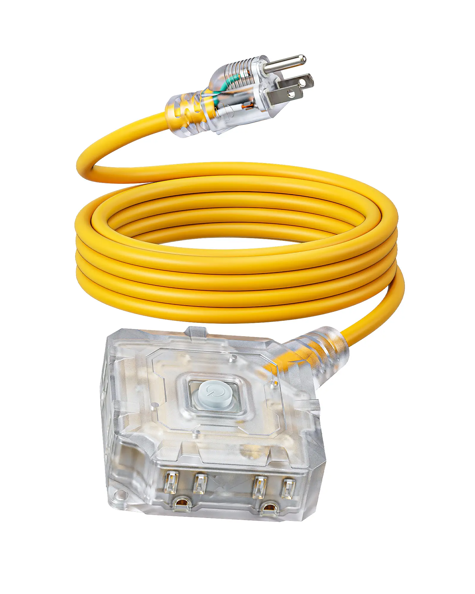DEWENWILS Lighted Yellow 6-Outlet Grounded Heavy-Duty Power Extension Cord, Weather-Resistant Outdoor Power Cord with Grounded Outlets for Indoor & Outdoor Use, Ideal for Camping & Workshop Needs