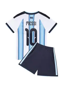 Breathable Sports Set, Boys Girls Messi Christmas Gift, Football Fan Shirt Training Clothes, Casual Short Sleeve and Shorts