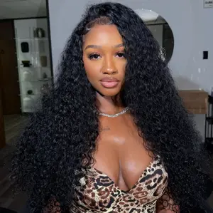 34 inch 36 inch 13x6 Water Wave Lace Front Wigs Human Hair Water Wave  HD Lace Frontal Wigs Human Hair Pre Plucked 180 Density Wine Red Colored 99J Curly human hair Wig with Baby Hair  180 Density for Gift