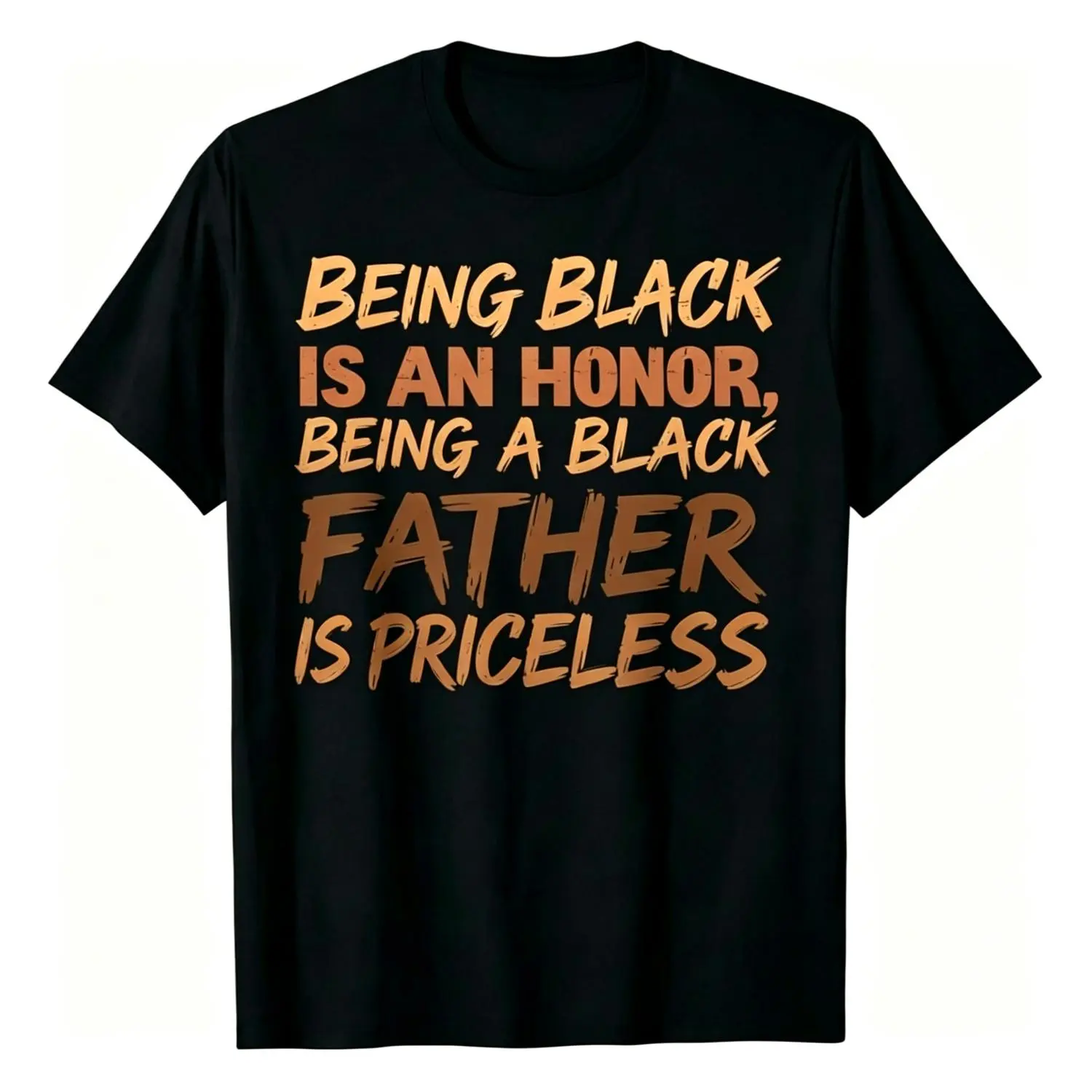 Black Cotton T-shirt Short Sleeve for Men Fathers Day Gift Casual Wear