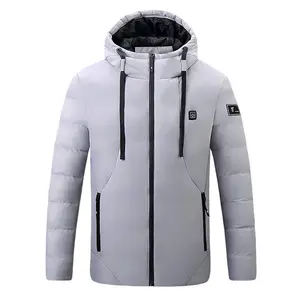 Smart Electric Heating Jacket For Men Winter Intelligent Constant Temperature Hooded Cotton Coat With Portable Power Bank