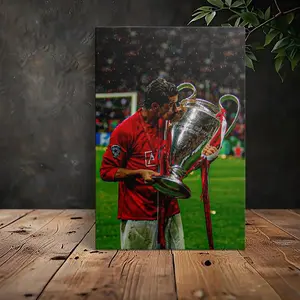 1PC Framed 2D Graphic Design Ronaldo Champion Frame, Wood Frame/Canvas/Art Print, Living Room, Bedroom, Office, Bar, Sports Club Decoration wall
