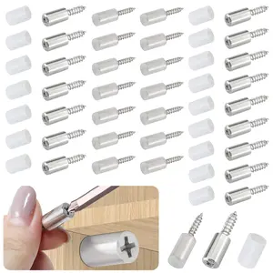 30 Pcs Self Tapping Screws Cabinet Laminate Support with Non-Slip Sleeve, Cabinet Shelf Pegs for Kitchen Utensils, Bookcases, Wardrobes - Tapping Cross Screws