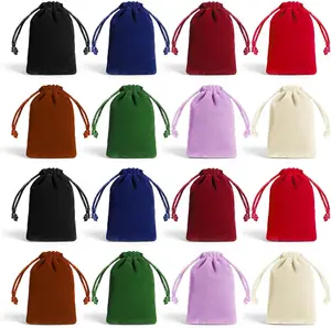 Xelsluthe 16-Piece Velvet Drawstring Bags, 4.7x3.9 Inch Storage Pouches (8 Colors) for Dice, Jewelry, Crystals Gift Packaging