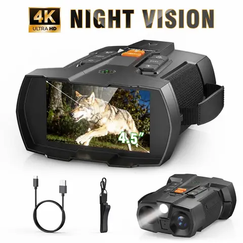 MINENER 4K High-Powered Night Vision Goggles - 5000 mAh Battery, 7-Level Infrared, 10x Digital Zoom, Hunt Gear, Camping Accessories, Cool Gadgets for Adults, Mens Gifts, Dad Gifts, Wildlife Observation