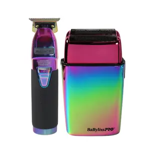 BaBylissPRO LimitedFX Iridescent Trimmer & Double-Foil Shaver Combo FXDUOFS2TRB – Professional Grooming Set