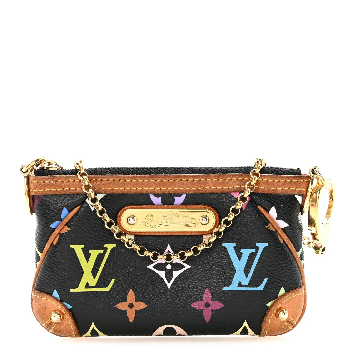 Pre-owned Louis Vuitton Canvas Small Leather Goods Monogram Multicolor Pochette Milla MM Black