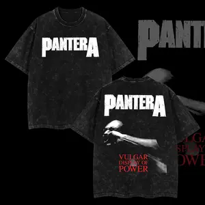 Pantera "Walk" Vulgar Display of Power Retro Unisex Acid Washed Hoodie T-Shirt – 90s Records Rock Groove Metal Cotton Washed Tee, Groove Metal Rock Band Washed Shirt, Oversized Vintage Tee, Heavy Metal Merch, Gift for Rock Fans