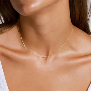 Minimalist A-Z 26 Letters Sideways Initial Necklace Charm Pendant Birthday Jewelry Gift