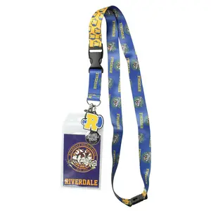 Riverdale High School Bulldogs Mascot ID Lanyard Badge Holder With 1.5" Rubber Charm Pendant And Collectible Sticker
