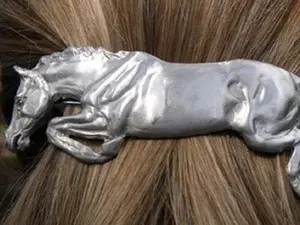 Jumping Horse Barrette Hair Clip Equestrian Jewelry Authentic  Zimmer Design Forge Hill Sculpture