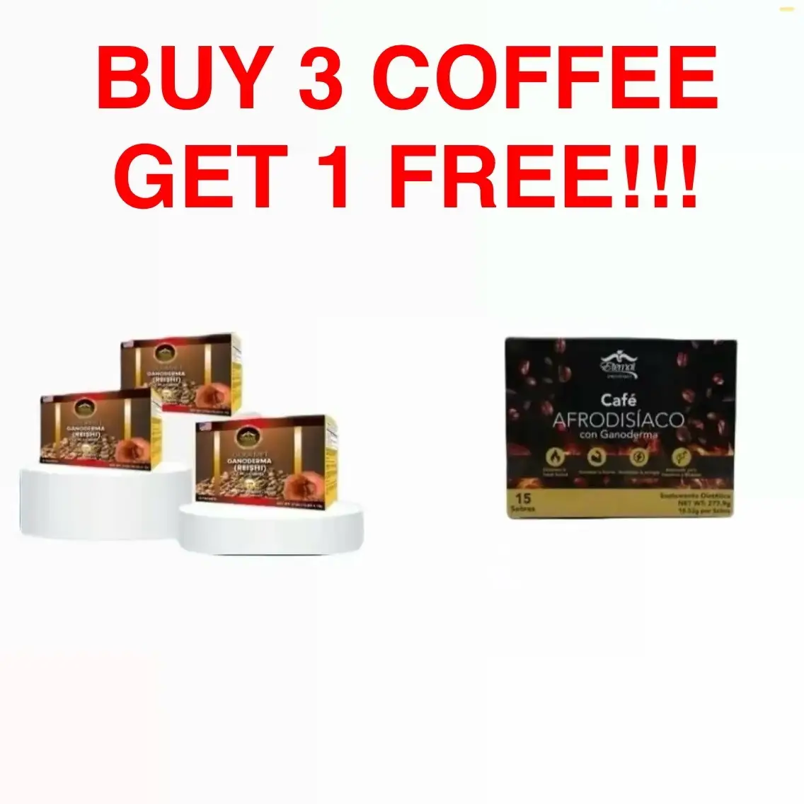 Café Afrodisiaco Ganoderma Instant Coffee - Buy 3 Get 1 Free - Free Sample Included - No Worldly Cosmetics - Ambient Coffee Flavor - Bean