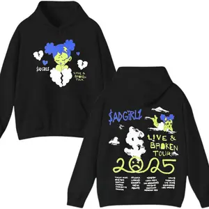 $ADGIRL Live & Broken Tour 2025 Graphic Hoodie, Tour Dates & Crying Cloud Design, Emo Music Streetwear, junior h merch, sad boyz merch, sad girlz junior h merch, Colorful & Trendy Hoodie, Unisex Street Fashion