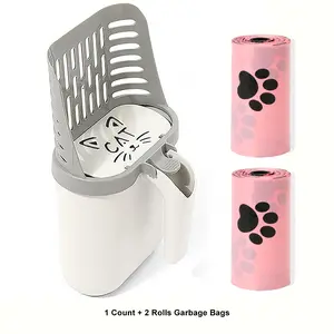 Cat Litter Box with Garbage Bag Holder, 1 Count Large Capacity Cat Litter Box with 2 Rolls Garbage Bag, Pet Supplies for All Breeds, Litter Tray, Kitten Litter Box