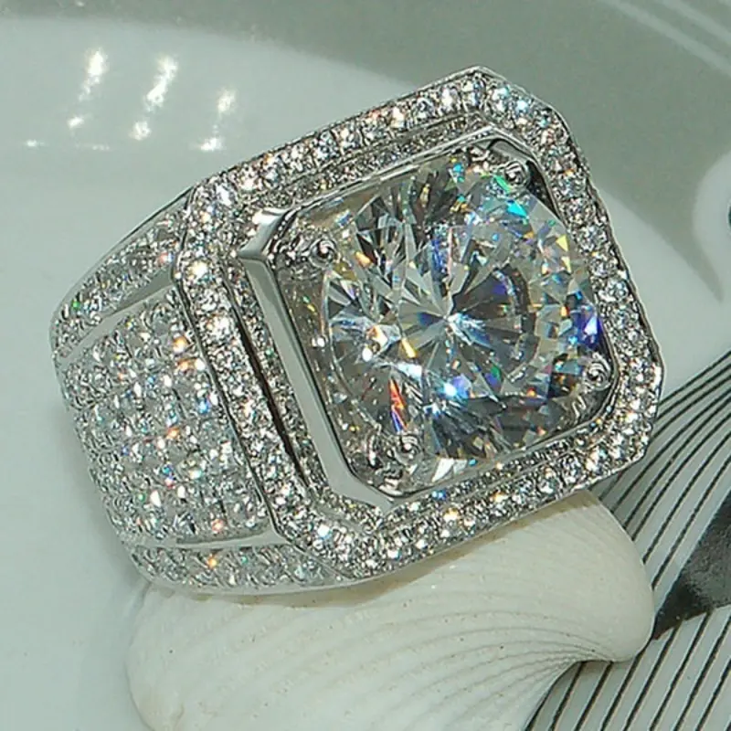 Fashion Ring for Men with Birthstone, Engagement, Wedding, Anniversary, and Christmas Gifts for Men, Groom's Ring, Jewelry Size US 6-13 #