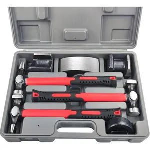 Auto Body Repair Tool Hammer Dolly Set 7 Piece, Car Body Repair Tool Kit with Carrying Case, Carbon Steel Dolly and Hammer Dent Body Fender Tool Set