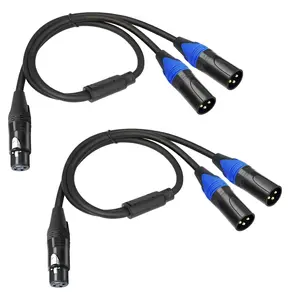2pack XLR Y Splitter ,Female to Dual Male Y  (XLR Splitter 1 Female to 2 Male),Balanced Microphone Splitter Cord Audio Adaptor - 1.6ft /0.5m