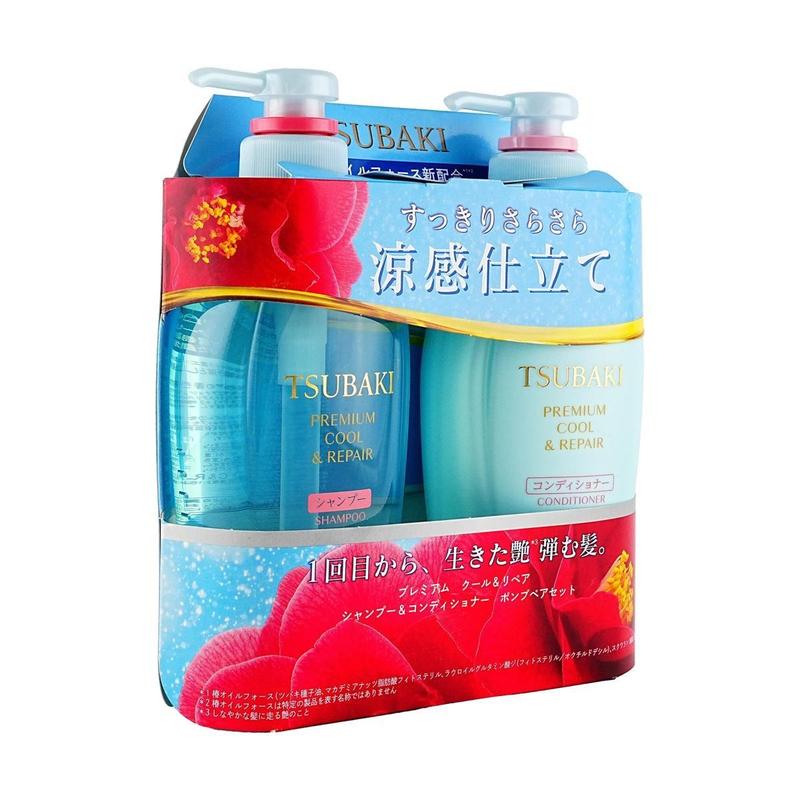 SHISEIDO Tsubaki Silky Smooth Shampoo and Conditioner Set 15.2 oz x 2 - Oil Control Anti-Itch Summer Edition