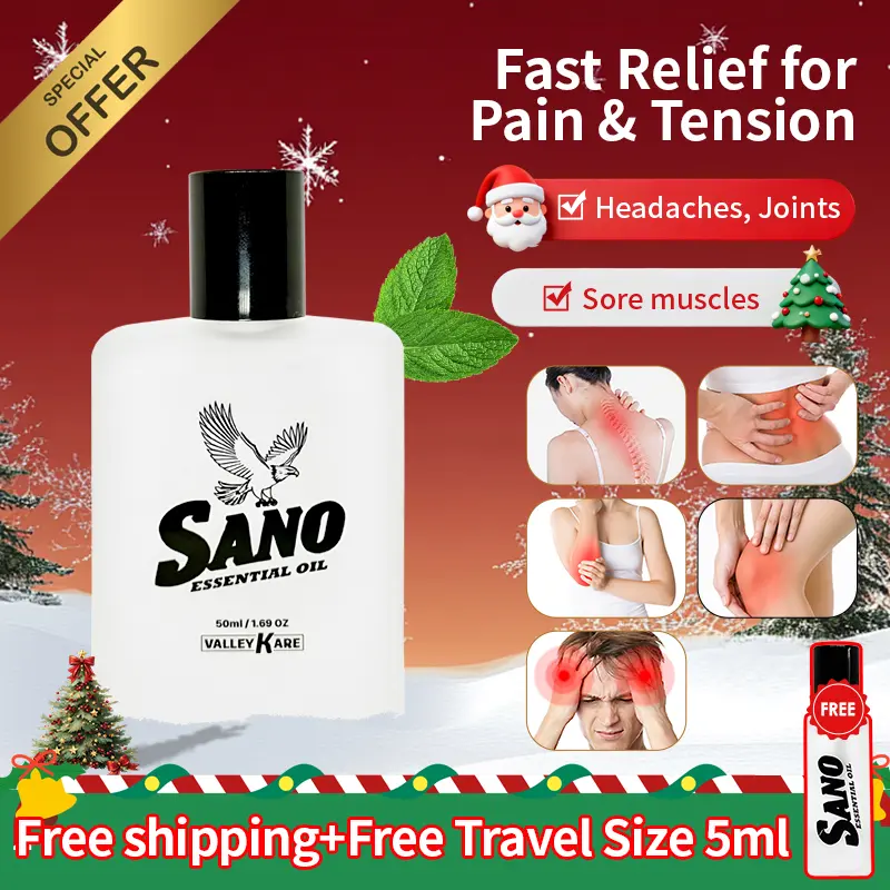 SANO Essential Oil (Wintergreen & Eucalyptus) - Fast Relief for Aches/Headaches/Sinus | 50ml + 5ml Travel Size with Purchase | All Natural, Made in USA