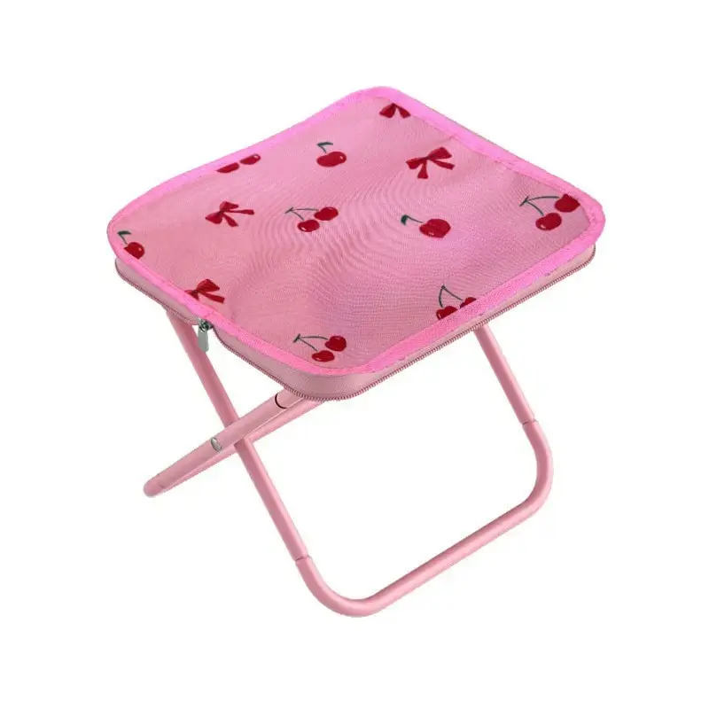 Portable Foldable Handbag Stool Outdoor Small Seat Student Chair Queueing Helper Picnic Bench Fishing Chair Metal Material Collapsible Stool Camping Furniture Camping Chair